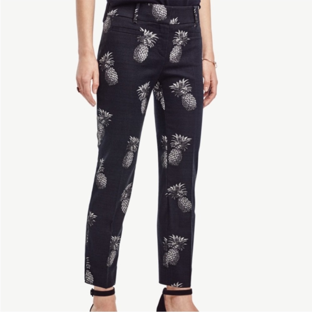 Ann Taylor Navy Devin Pineapple Cropped Pants Size 12